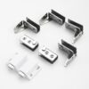 Stainless Steel Glass Door Hinge Double Head Magnetic Catch Closures with ABS Clamp Set for 5-7mm Glass Doors (1, White)
