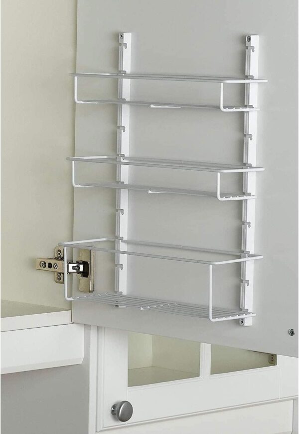 ClosetMaid Adjustable 3 Shelf Spice Rack Organizer Kitchen Pantry Storage for Cabinet Door or Wall Mount with Metal Shelves, White (2 Pack)