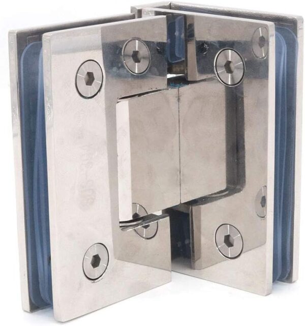Set of 2 Frameless Glass Door Hinges, Stainless Steel, Polished, Modern Style, Suitable for 6-12mm Glass, 60-80cm Width, 90 Open/Close