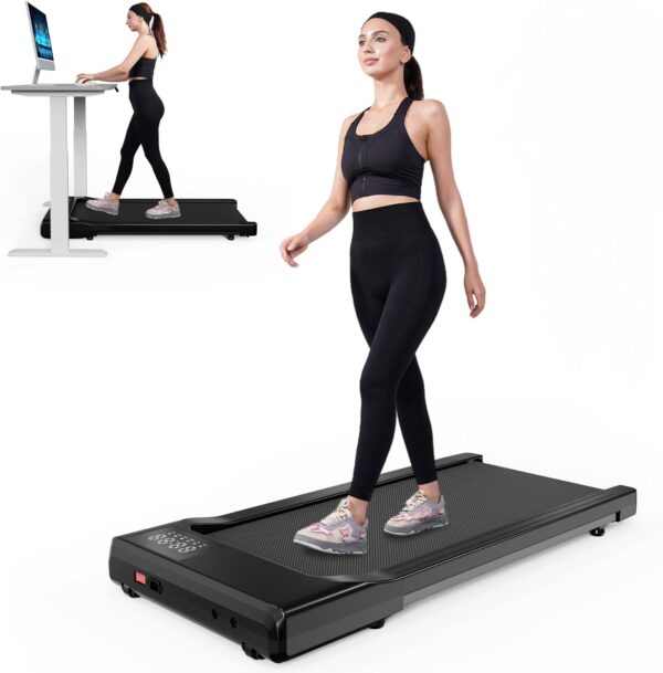 Walking Pad Treadmill, Under Desk Treadmill for Home Office,3 in 1 Treadmills for Home with Remote Control, Walking Jogging Machine with 300 lbs Weight Capacity in LED Display, No Assembly