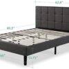 ZINUS Lottie Upholstered Platform Bed Frame, Mattress Foundation, Wood Slat Support, No Box Spring Needed, Easy Assembly, Grey, Queen