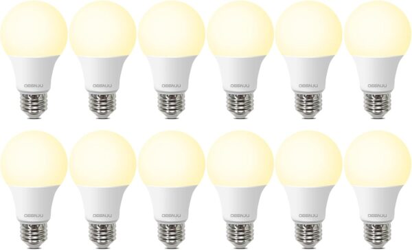 LED Light Bulbs, 60 Watt Equivalent LED Bulbs A19, 2700K Soft White, 800 Lumens, E26 Standard Base, Non-Dimmable, 8.5W Warm White LED Bulbs for Bedroom Living Room, 12 Pack