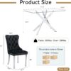 Modern 5 Piece Dining Table Set for 4, Silver Glass Table and Black Velvet Chairs