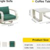 EAST OAK Signature 3 Pieces Patio Furniture Set, Outdoor Furniture with Aluminum Frame and Teak Wood Armrest, Thick Outdoor Sofa and Coffee Table, Modern Patio Conversation Set, Champagne Gold & Green