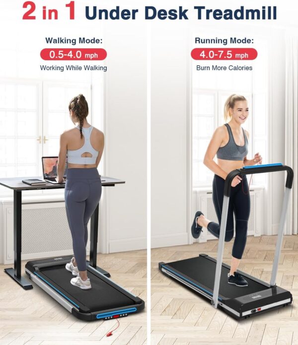 REDLIRO Under Desk Treadmill 2 in 1 Walking Pad, Portable, Folding, Electric, Motorized, Walking and Jogging Machine with Remote Control for Home and Office Workout