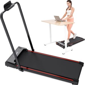Folding Treadmill, 2 in 1 Folding Treadmill, Under Desk Folding Treadmill, Foldable Walking Pad with Handler, Running Treadmill