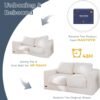 MAXYOYO Giant Bean Bag Chair for Adults, Upholstered Loveseat Floor Sofa with Pillows and Armrests, Large Bean Bag Sofa Plush Chair Couch for Bedroom Living Room, White