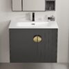 24" Bathroom Vanity with Sink Black, Modern Floating Vanity Bathroom Sinks with Cabinets with Double Soft Close Cabinet Door, White Ceramic Sink & Gold Handles, Large Storage for Small Space