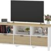 61FHV0vtIOL._AC_SL1200_.jpg BON AUGURE TV Stand for 65/55/50 Inch TVs, Fluted Wood Media Console for Living Room Bedroom, Farmhouse Entertainment Center with Storage Drawers and Cube Shelves (White Oak)