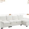 Merax 118" Modern L-Shaped Chenille Sectional Sofa, Cloud Couch with Double Cushions, Reversible Chaise, 5 Seat Upholstered, for Living Room, Apartment, Beige