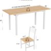 VOWNER 63” Extendable Dining Table Set for 4-6 People, 5-Piece Dining Table Set for 4 People with 4 Chairs, Kitchen Table Set with MDF Board and Metal Frame, for Small Space, Apartment, Nature Wood