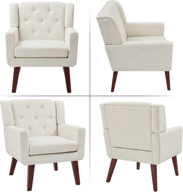 61G4QjlFaxL._AC_SL1500_.jpg Accent Chair Button-Tufted Upholstered Living Room Chairs Comfy Reading Chair Mid Century Modern Chair with Linen Fabric Lounge Arm Chairs for Living Room Bedroom (Beige Set of 2)