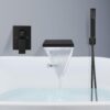 Aolemi Wall Mount Bathtub Faucet Bath Tub Faucet Set Waterfall Tub Filler with Handheld Sprayer Single Handle Solid Brass Rough-in Valve,with Bevel Angle Spout,Matte Black