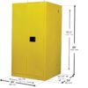 Justrite 60 Gallon Manual Close Flammable Storage Cabinet, 18 Gauge Steel, 2 Shelves, 2 Door Fire Cabinet, 65" x 34" x 34", Made in The USA, Yellow, 896000
