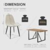5 Piece Dining Table Set,Kitchen Dining Table Set for 4,Modern Rectangle Wooden Dining Table and Fabric Dining Chairs Set for 4 Ideal for Kitchen Dining Room