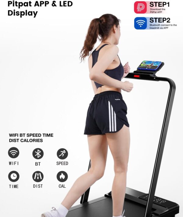 DeerRun 3 in 1 Walking Pad Treadmill, 300 Weight Capacity Foldable Treadmill, 3.0HP Low Noise Under Desk Treadmills for Home Office with Remote & APP