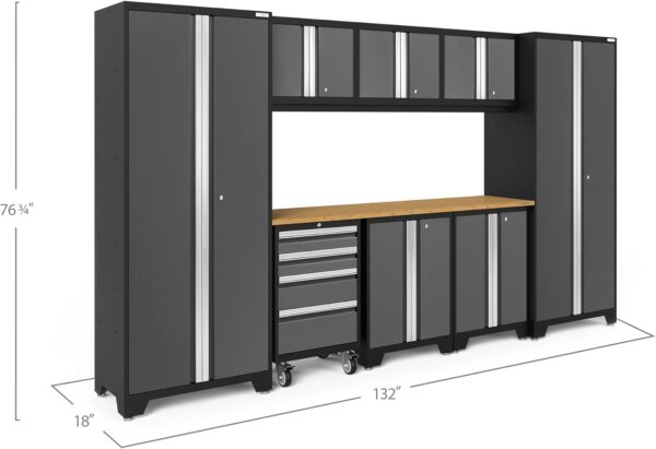 NewAge Products Bold Series Gray 9 Piece Set, Garage Cabinets, 50408