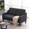 VINGLI Loveseat 53" Small Couch Loveseat Sofas for Living Room Mid Century Modern Sofa Couch Dark Gery Love Seat Couches with Scooped Arms for Small Spaces, Bedroom, Apartment, Studio