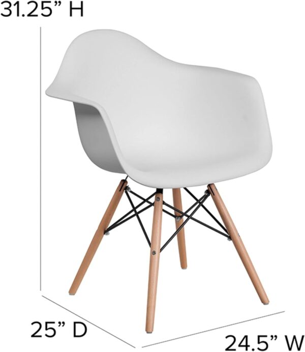 Flash Furniture 2 Pack Alonza Series White Plastic Chair with Wooden Legs