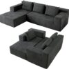 103" Cloud Sectional Sofa, Boneless L-Shape Couch with Chaise, Modern Minimalist Modular Couch for Living Room, Free Combination Deep Seat Corner, No Assembly Required, Dark Grey