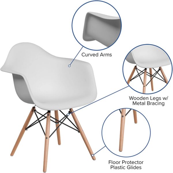 Flash Furniture 2 Pack Alonza Series White Plastic Chair with Wooden Legs