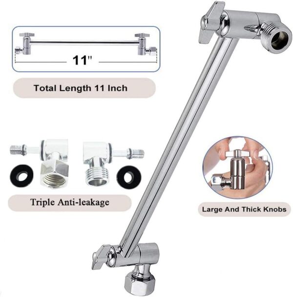61JWXFttwsL._AC_SL1000_.jpg HarJue High Pressure Shower Head with 11 IN Adjustable Arm, Rainfall with Shower Arm-Make Water Flow Down Vertically for Better Bathing Experience(5 In, Chrome)