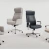 Realspace® Modern Comfort Picali Bouclé Fabric/Vegan Leather Low-Back Task Office Chair, White Stone/Gray/Brushed Nickel, BIFMA Compliant
