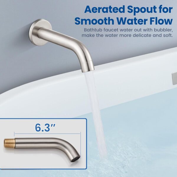 Airuida Round Shower System Set with Tub Spout,Wall Mount 3 Function Rain Shower Faucet Set,2 Functions Handheld Shower Tub Spout Tub Shower Combo Set Fixtures 12 Inches Shower Head Brushed Nickel