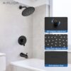 Airuida Shower Faucet Set with Tub Spout Bathtub Faucet Kit Shower Tub Faucet Set Complete Tub Shower Trim Kit with Solid Brass Rough-in Valve Rainfall Round 8 Inch Shower Head Matte Black