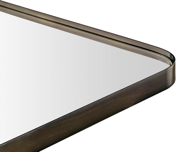 Oil Rubbed Bronze Arched Recessed Bathroom Medicine Cabinet with Mirror Stainless Steel Metal Framed Rectangular Bathroom Cabinet with Mirror 16x28.3''