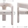 Modern Barrel Dining Chairs Set of 4, Upholstered Accent Kitchen Chair with Arms Comfy Linen Fabric Side Chair for Living Room/Home Office/Reception, Linen Cream