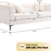 Morden Fort Button Tufted Faux Leather Modern Luxury Couch, 3 Seater Sofa with Deep Seats Couches for Living Room, Office, Apartment, White