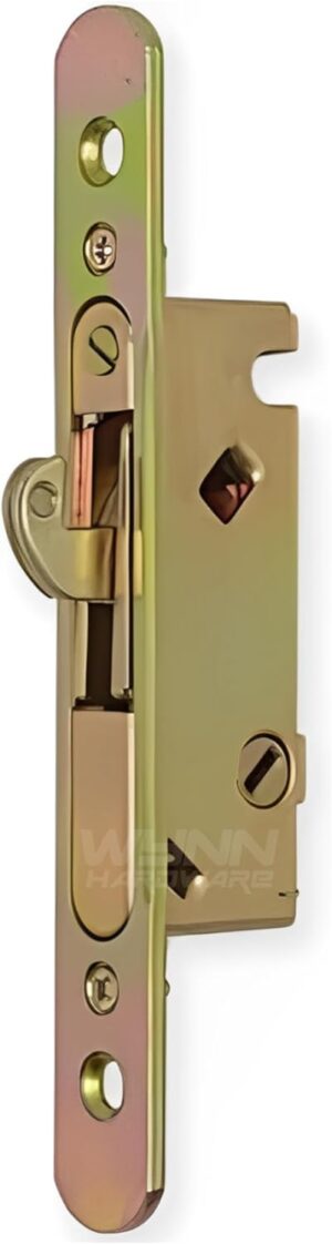 Sliding Glass Door Replacement Mortise Lock with Adapter Plate, 4-5/8” Screw Holes, 45 Degree Keyway- Fix and Repair Glass Door Mortise Locking Mechanism