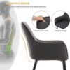 Faux Leather Dining Chairs Set of 2, Upholstered Armchairs with Cushioned Arms and Seat, Accent Chair with Metal Legs for Kitchen Guest Reception Restaurant Commercial (Grey)