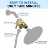 G-Promise Solid Metal Shower Arm Diverter for Hand Held Showerhead and Fixed Spray Head, G 1/2 3-Way Bathroom Universal Diverter System Replacement Part(Polished Gold)