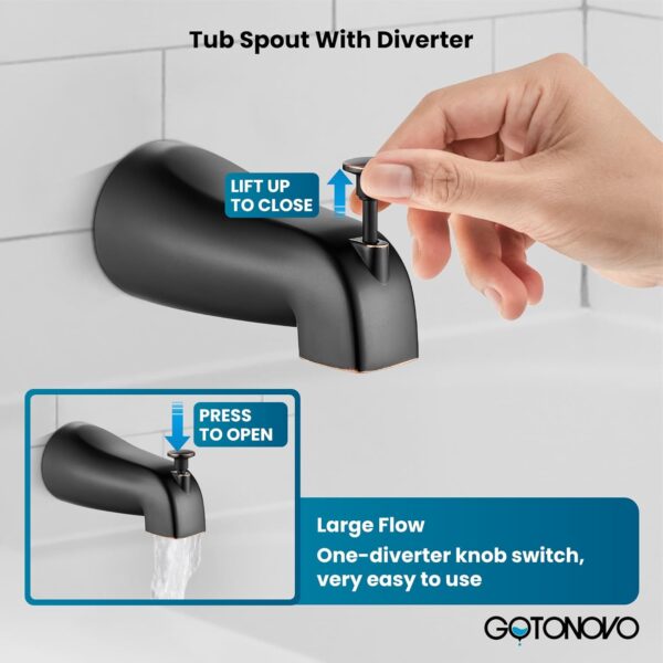 gotonovo Tub Shower Faucet Set Shower Head and Handle Set 6 Modes 6 inch Shower Head Kit with Tub Spout High Pressure Shower System Combo Shower Trim Kit with Valve Round Shower Head Oil Rubbed Bronze