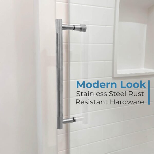 Fab Glass And Mirror Frameless Sliding Shower Door 48" X 72", Adjustable Width 44-48", 5/16" Thick Tempered Glass, Brushed Nickel