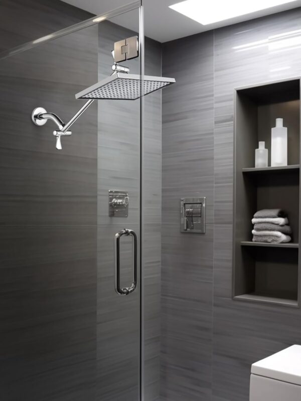 Cobbe Rainfall Shower Head for Bathroom, 11.8 Inch Large Rectangular with Adjustable Stainless Steel 11 Inch Extension Arm - Premium Quality Luxury Experience, 1-Min No Tools Installation, Chrome