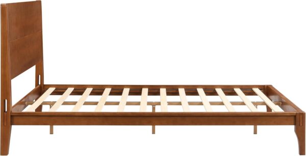 Merax Queen Size Bamboo Platform Bed, Mid-Century Modern Bed Frame with Tall Headboard, Wood Slat Support, No Box Spring Needed, Easy Assembly, Brown