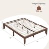 Giantex 14 Inch Queen Wood Platform Bed Frame, Minimalist Style Mattress Foundation with Solid Rubber Wood, Heavy Duty Wood Slat Support, Without Headboard, Easy Assembly, No Box Spring Needed, Walnut