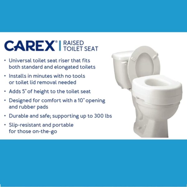Carex Toilet Seat Riser - Adds 5.5 Inch of Toilet Height - Raised Toilet Seat with 300 Pound Weight Capacity, Slip-Resistant, Toilet Riser, Elevated Toilet Seat