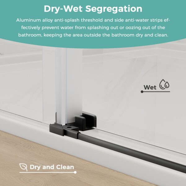 Glass Shower Door 56-60" W x 72" H, Frameless Sliding Shower Door 5/16"(8mm) Thick SGCC Tempered Glass Easy Clean, Shower Sliding Door with Stainless Steel Handle and Hardware in Matte Black