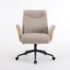 VINGLI Khaki Office Desk Chair with Wheels,with Back&Lumbar Pillow&Padded Arm,Comfy Computer Task Nail Tech Vanity Modern Swivel Sewing Dining Chair for Home,Makeup,Bedroom,Living Room,Chenille