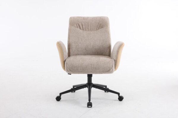 VINGLI Khaki Office Desk Chair with Wheels,with Back&Lumbar Pillow&Padded Arm,Comfy Computer Task Nail Tech Vanity Modern Swivel Sewing Dining Chair for Home,Makeup,Bedroom,Living Room,Chenille