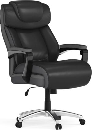 Flash Furniture Hercules Series High-Back Swivel LeatherSoft Office Chair, Ergonomic Executive Chair with Headrest and Adjustable Height, Black