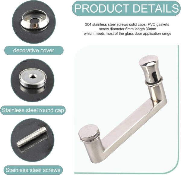 Luyckfrazy Shower Glass Door Handle - SUS304 Stainless Steel - Modern Entrance Glass Door Knob Push and Pull Bathroom Door Knobs - Towel Bar