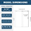 56-60" W x 74" H Frameless Sliding Shower Door, Shower Glass Door with 5/16" (8mm) Clear SGCC Tempered Glass, Matte Black Finish Shower Doors, Stainless Steel Hardware