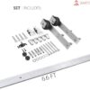 SARTODOORS Sturdy Barn Door 42 x 84 inches Frosted Glass 3 Lites | Lucia 4070 White Silk | Top Mount Stainless Steel 8 feet Rail Hangers Heavy Set | Solid Panel Interior Doors