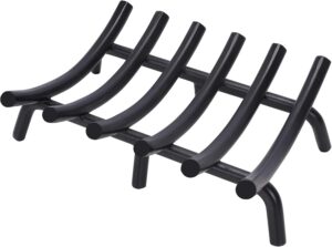 Fireplace Grate 17 Inch Solid Round Steel 3/4" Bar Heavy Duty Firewood Stove Log Holder Rack Grates Wrought Cast Iron Indoor Outdoor Camping Chimney Hearth Wood Burning Fireplace Accessories Tools