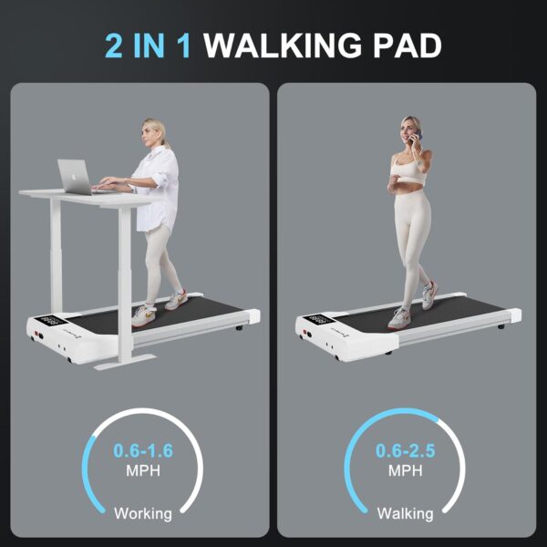 SupeRun Walking Pad, Under Desk Treadmills for Home and Office Small Space, 2.5 HP Portable Mini Jogging Machine with APP and Remote Control and LED Display, 300 Lbs Capacity